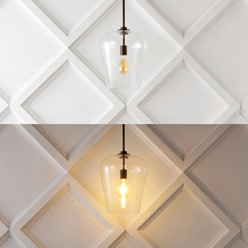 Hayes 11.25" Industrial Farmhouse Iron/Glass LED Pendant - JONATHAN Y